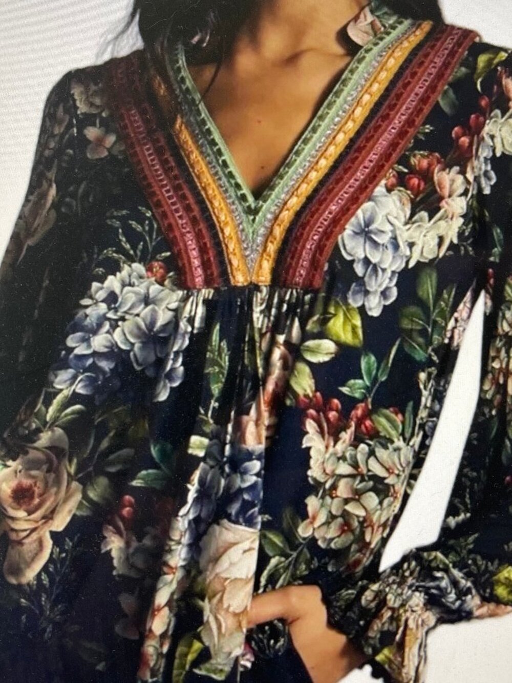 ANTHROPOLOGIE Blink London Embroider Top with Floral Print: NWOT! Size Large